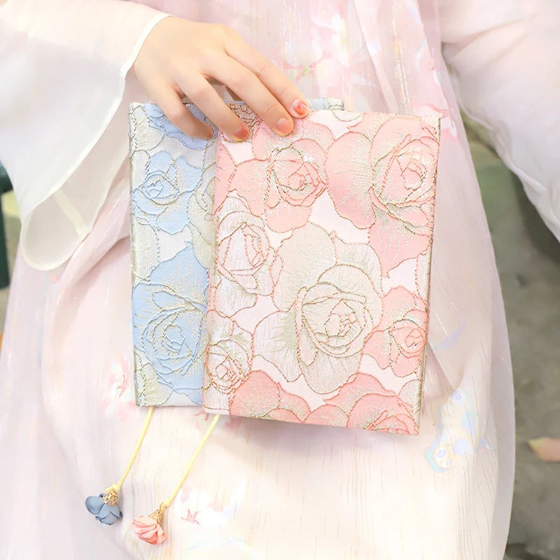 A5 Book Cover Sleeve Protector Handmade Textbook Cover Rose Flower Journal Planner Book Diary Protector Notebook Cover Hardcover