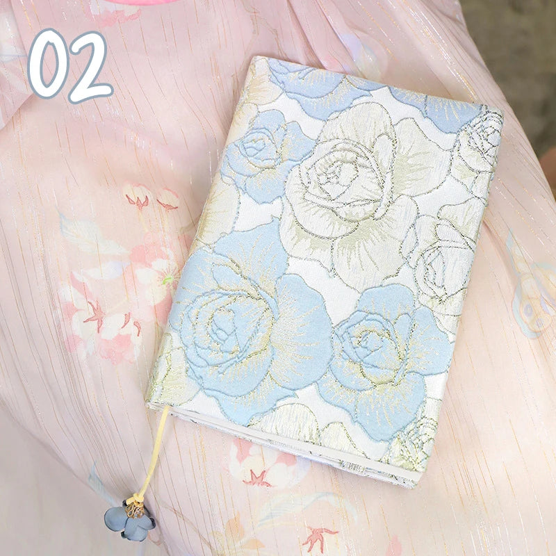 A5 Book Cover Sleeve Protector Handmade Textbook Cover Rose Flower Journal Planner Book Diary Protector Notebook Cover Hardcover
