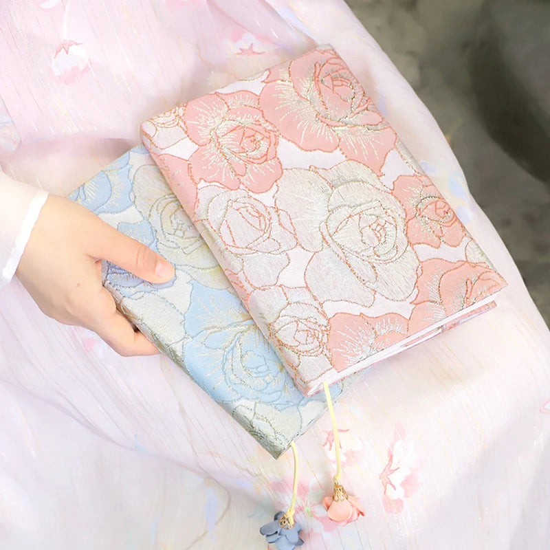 A5 Book Cover Sleeve Protector Handmade Textbook Cover Rose Flower Journal Planner Book Diary Protector Notebook Cover Hardcover
