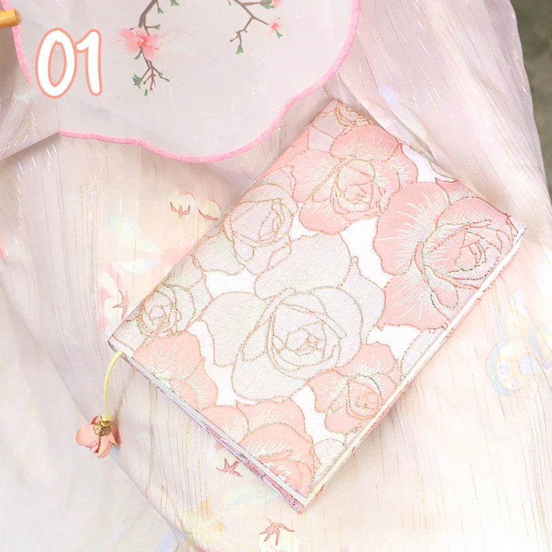 A5 Book Cover Sleeve Protector Handmade Textbook Cover Rose Flower Journal Planner Book Diary Protector Notebook Cover Hardcover