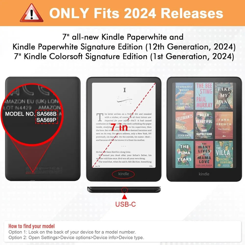 Smart Case for Kindle Paperwhite 6 12Th Generation Case 2024 Magnetic Protective Shell for Kindle Paperwhite 2024 7 Inch